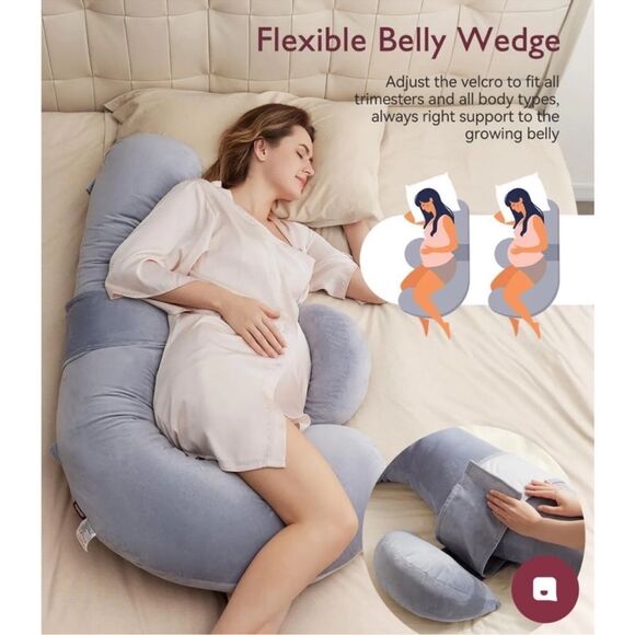 Momcozy Original F Shaped Pregnancy Pillows with Adjustable Wedge Pillow - Picture 2 of 8